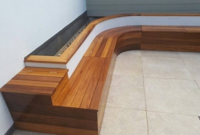 FBO3 : External Iroko Bench with Lift up Storage Space & Fixed Bench Seating